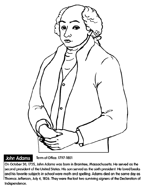 U.S. President John Adams Coloring Page